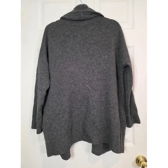 Naked Cashmere Women's XS Open Front Shawl Collar Cardigan Sweater Gray Oversize